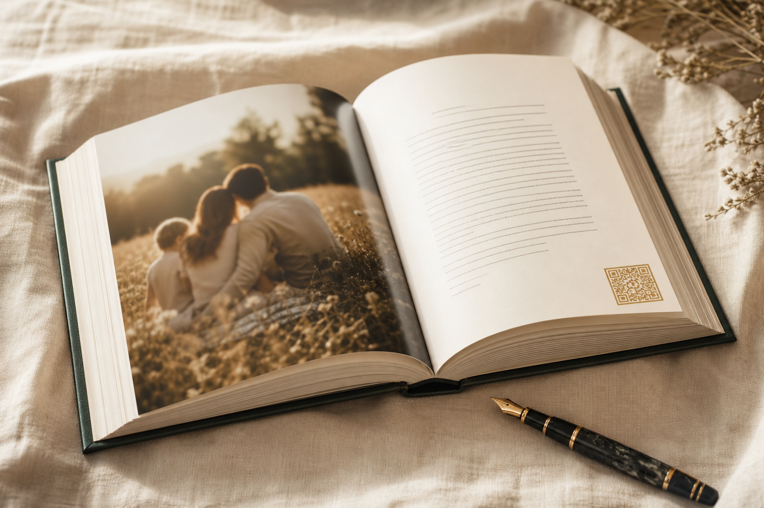 Open Oak Book with QR